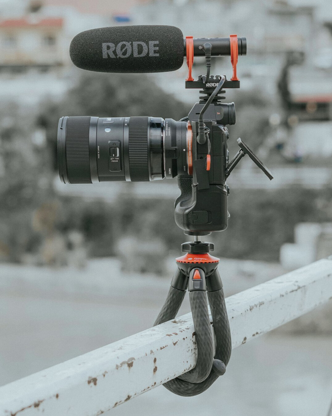 Microphone and recording equipment set up for an interview
